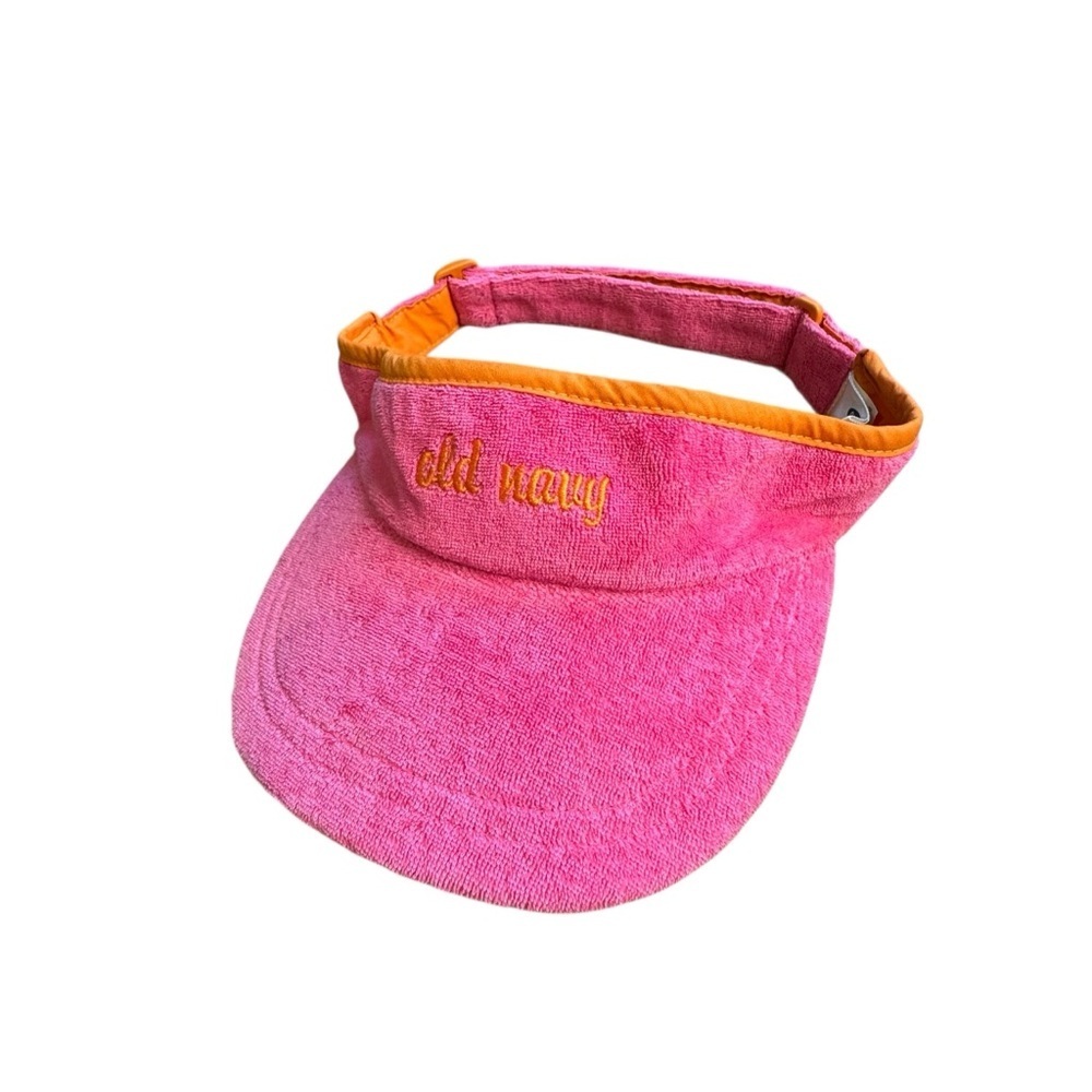 Vintage Y2K Old Navy Pink Orange Terry Cloth Visor Adjustable